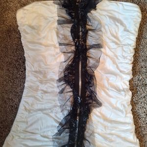 Lace strapless zipper top
